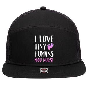 Nicu Nurse I Love Tiny Hu Cute Gift 7 Panel Mesh Trucker Snapback Hat