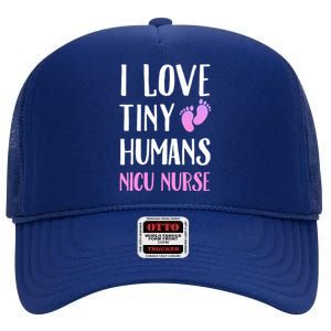 Nicu Nurse I Love Tiny Hu Cute Gift High Crown Mesh Back Trucker Hat