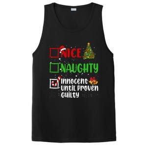 Nice Naughty Innocent Until Proven Guilty Christmas List Gift PosiCharge Competitor Tank