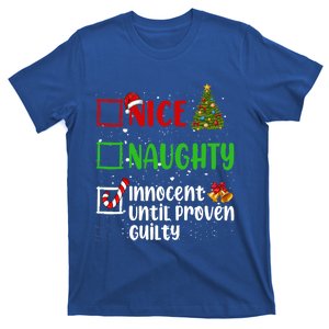 Nice Naughty Innocent Until Proven Guilty Christmas List Gift T-Shirt