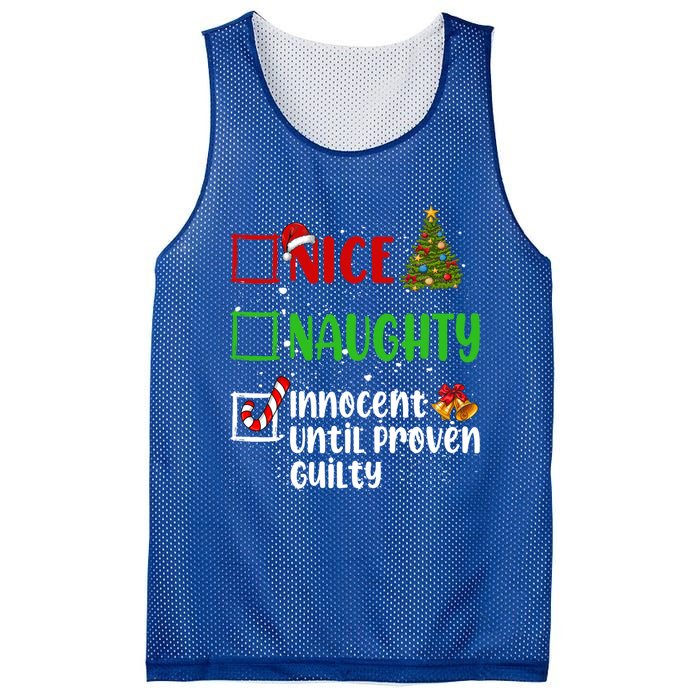 Nice Naughty Innocent Until Proven Guilty Christmas List Gift Mesh Reversible Basketball Jersey Tank