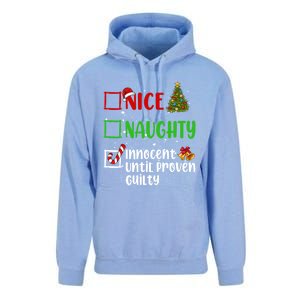 Nice Naughty Innocent Until Proven Guilty Christmas List Gift Unisex Surf Hoodie