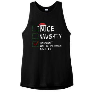 Nice Naughty Innocent Until Proven Guilty Christmas Meaningful Gift Ladies PosiCharge Tri-Blend Wicking Tank