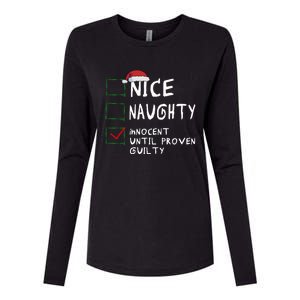 Nice Naughty Innocent Until Proven Guilty Christmas Meaningful Gift Womens Cotton Relaxed Long Sleeve T-Shirt