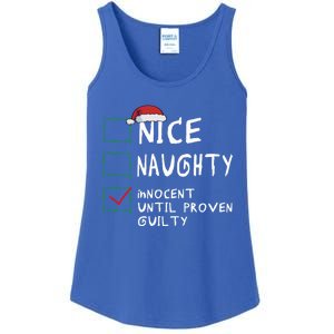 Nice Naughty Innocent Until Proven Guilty Christmas Meaningful Gift Ladies Essential Tank