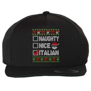 Naughty Nice Italian Xmas Santa Ugly Sweater Funny Christmas Gift Wool Snapback Cap