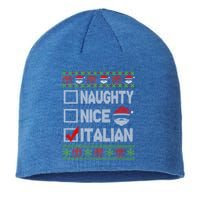 Naughty Nice Italian Xmas Santa Ugly Sweater Funny Christmas Gift Sustainable Beanie