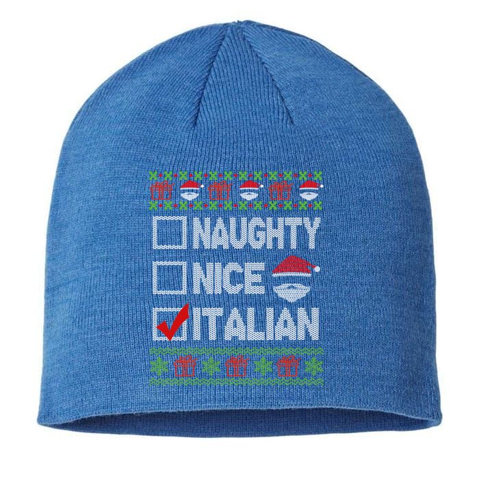 Naughty Nice Italian Xmas Santa Ugly Sweater Funny Christmas Gift Sustainable Beanie