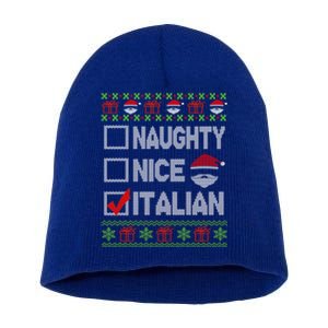 Naughty Nice Italian Xmas Santa Ugly Sweater Funny Christmas Gift Short Acrylic Beanie