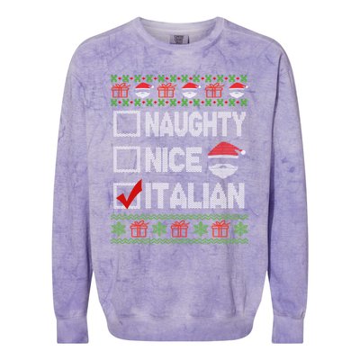 Naughty Nice Italian Xmas Santa Ugly Sweater Funny Christmas Gift Colorblast Crewneck Sweatshirt