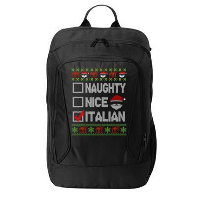 Naughty Nice Italian Xmas Santa Ugly Sweater Funny Christmas Gift City Backpack