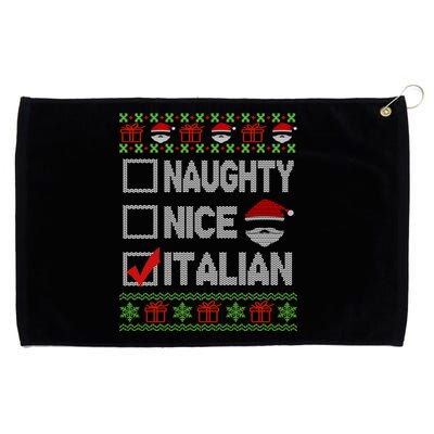 Naughty Nice Italian Xmas Santa Ugly Sweater Funny Christmas Gift Grommeted Golf Towel