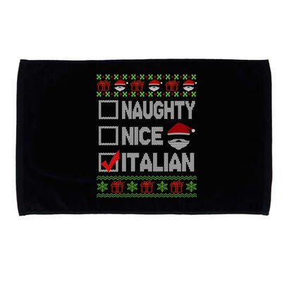 Naughty Nice Italian Xmas Santa Ugly Sweater Funny Christmas Gift Microfiber Hand Towel