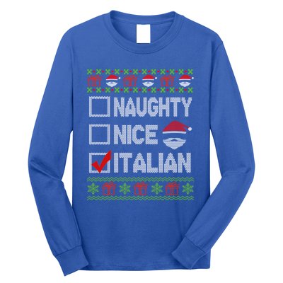 Naughty Nice Italian Xmas Santa Ugly Sweater Funny Christmas Gift Long Sleeve Shirt