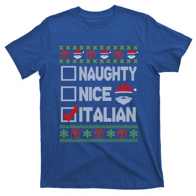 Naughty Nice Italian Xmas Santa Ugly Sweater Funny Christmas Gift T-Shirt