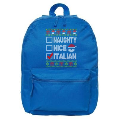 Naughty Nice Italian Xmas Santa Ugly Sweater Funny Christmas Gift 16 in Basic Backpack