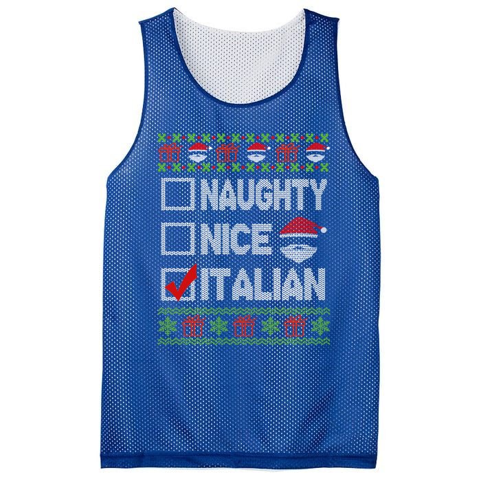 Naughty Nice Italian Xmas Santa Ugly Sweater Funny Christmas Gift Mesh Reversible Basketball Jersey Tank