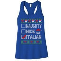 Naughty Nice Italian Xmas Santa Ugly Sweater Funny Christmas Gift Women's Racerback Tank