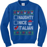 Naughty Nice Italian Xmas Santa Ugly Sweater Funny Christmas Gift Kids Sweatshirt