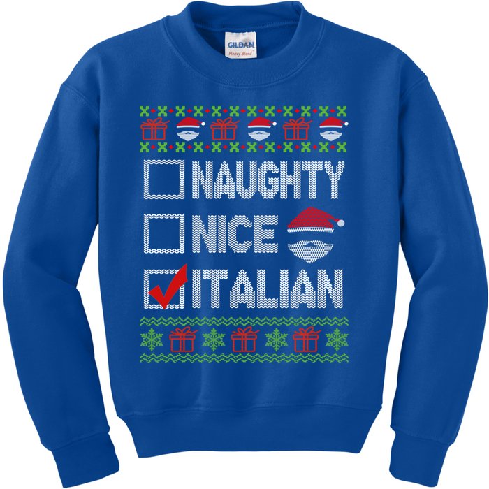 Naughty Nice Italian Xmas Santa Ugly Sweater Funny Christmas Gift Kids Sweatshirt