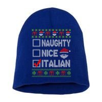 Naughty Nice Italian Xmas Santa Ugly Sweater Funny Christmas Gift Short Acrylic Beanie