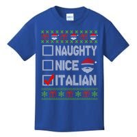 Naughty Nice Italian Xmas Santa Ugly Sweater Funny Christmas Gift Kids T-Shirt