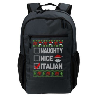 Naughty Nice Italian Xmas Santa Ugly Sweater Funny Christmas Gift Daily Commute Backpack