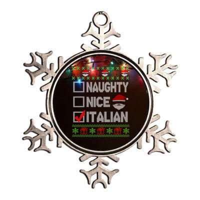 Naughty Nice Italian Xmas Santa Ugly Sweater Funny Christmas Gift Metallic Star Ornament