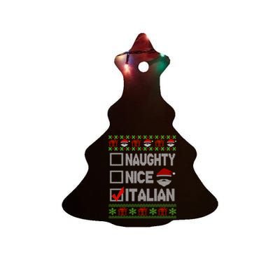 Naughty Nice Italian Xmas Santa Ugly Sweater Funny Christmas Gift Ceramic Tree Ornament