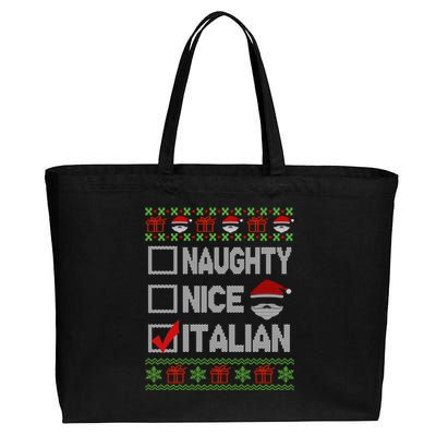 Naughty Nice Italian Xmas Santa Ugly Sweater Funny Christmas Gift Cotton Canvas Jumbo Tote