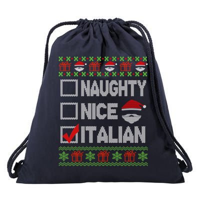 Naughty Nice Italian Xmas Santa Ugly Sweater Funny Christmas Gift Drawstring Bag