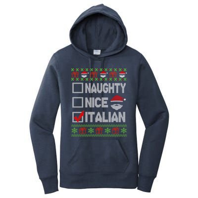 Naughty Nice Italian Xmas Santa Ugly Sweater Funny Christmas Gift Women's Pullover Hoodie