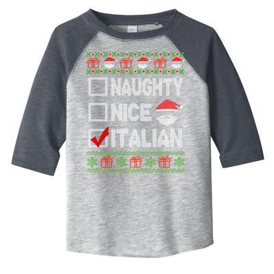 Naughty Nice Italian Xmas Santa Ugly Sweater Funny Christmas Gift Toddler Fine Jersey T-Shirt