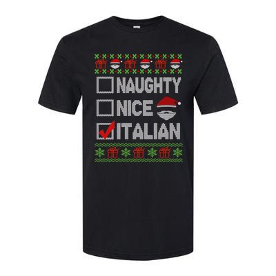 Naughty Nice Italian Xmas Santa Ugly Sweater Funny Christmas Gift Softstyle CVC T-Shirt