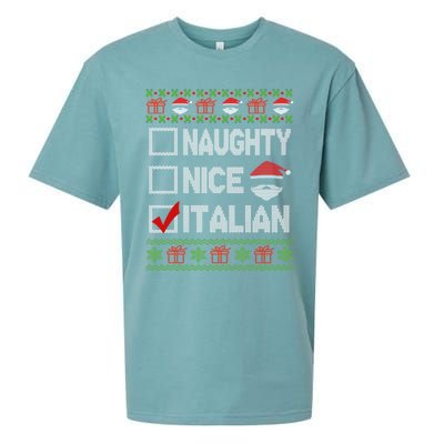 Naughty Nice Italian Xmas Santa Ugly Sweater Funny Christmas Gift Sueded Cloud Jersey T-Shirt