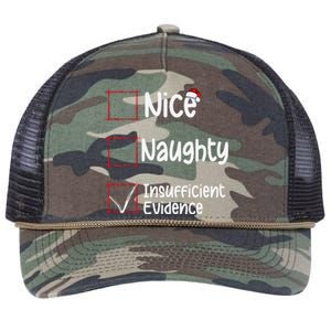 Nice Naughty Insufficient Evidence Christmas List Retro Rope Trucker Hat Cap