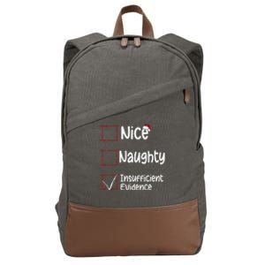 Nice Naughty Insufficient Evidence Christmas List Cotton Canvas Backpack