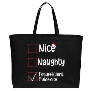 Nice Naughty Insufficient Evidence Christmas List Cotton Canvas Jumbo Tote