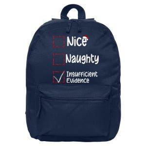 Nice Naughty Insufficient Evidence Christmas List 16 in Basic Backpack