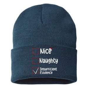 Nice Naughty Insufficient Evidence Christmas List Sustainable Knit Beanie