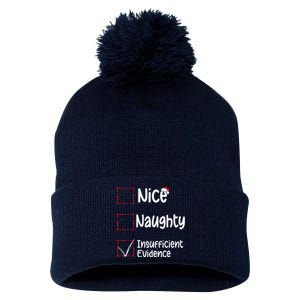 Nice Naughty Insufficient Evidence Christmas List Pom Pom 12in Knit Beanie