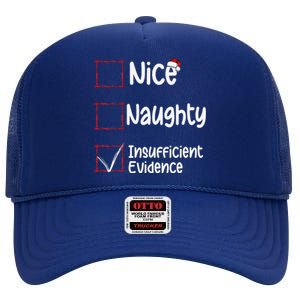 Nice Naughty Insufficient Evidence Christmas List High Crown Mesh Back Trucker Hat