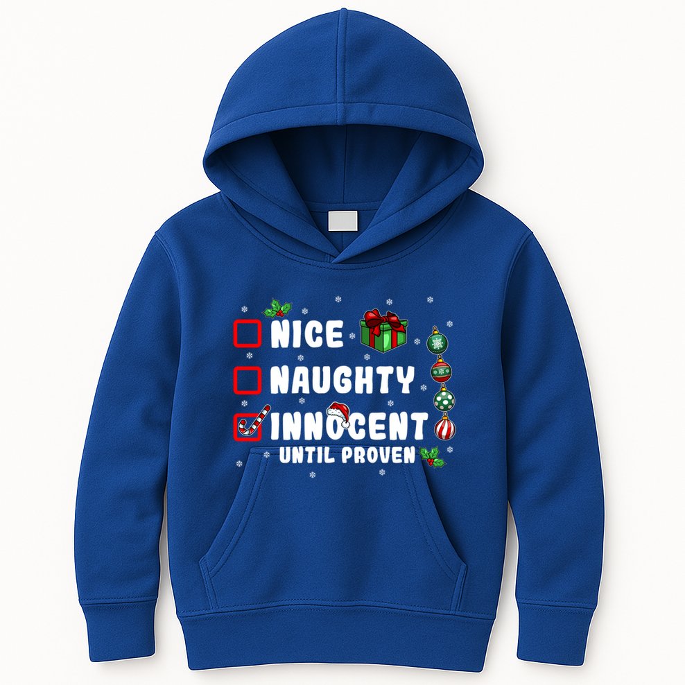 Nice Naughty Innocent Until Proven Gift Kids Hoodie
