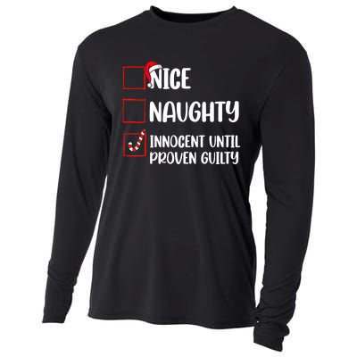 Nice Naughty Innocent Until Proven Guilty Christmas List Cooling Performance Long Sleeve Crew