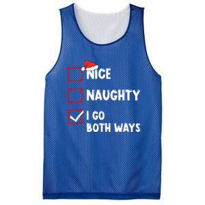 Nice Naughty I Go Both Ways Christmas List Xmas Santa Claus Gift Mesh Reversible Basketball Jersey Tank