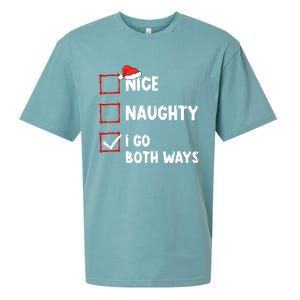 Nice Naughty I Go Both Ways Christmas List Xmas Santa Claus Gift Sueded Cloud Jersey T-Shirt