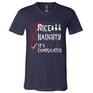 Nice Naughty ItS Complicated Funny Christmas Santa V-Neck T-Shirt