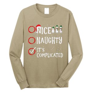 Nice Naughty ItS Complicated Funny Christmas Santa Long Sleeve Shirt