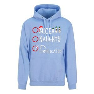 Nice Naughty ItS Complicated Funny Christmas Santa Unisex Surf Hoodie