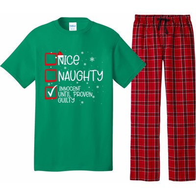 Nice Naughty Innocent Until Proven Guilty Christmas List Pajama Set